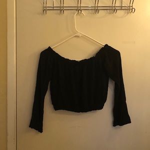 L.A. Hearts Black Ruffle Off the shoulder Crop Top